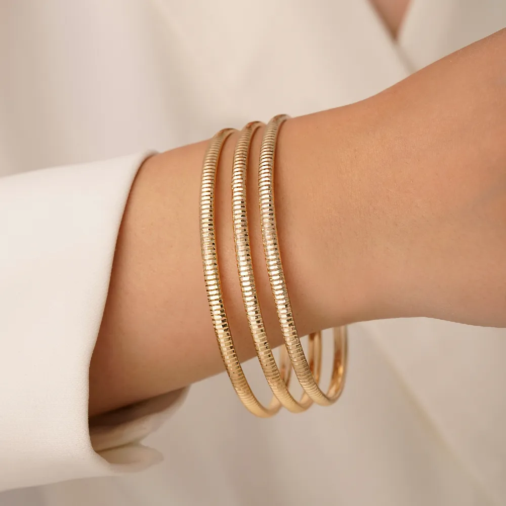 تصویر النگو 3 میل زنانه طلایی ضمانتی کد 304 ( پک سه عددی)