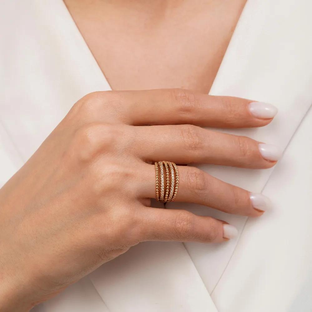انگشتر شوپینگ نگین دار طلایی سایز ٧