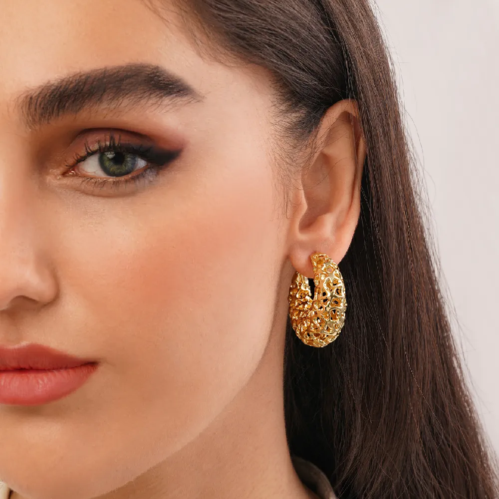گوشواره رادیوم حلقه ای طلایی