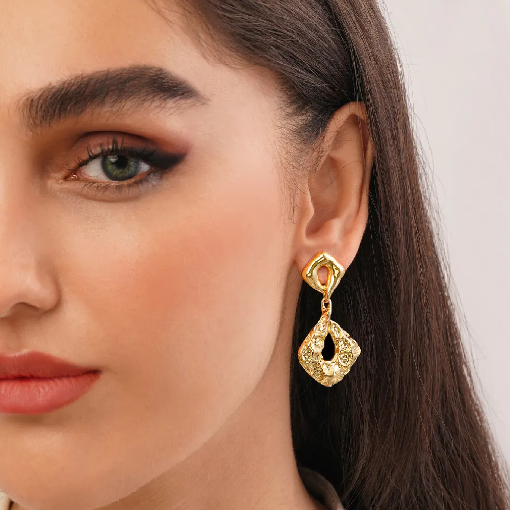 گوشواره رادیوم آویز دار طلایی