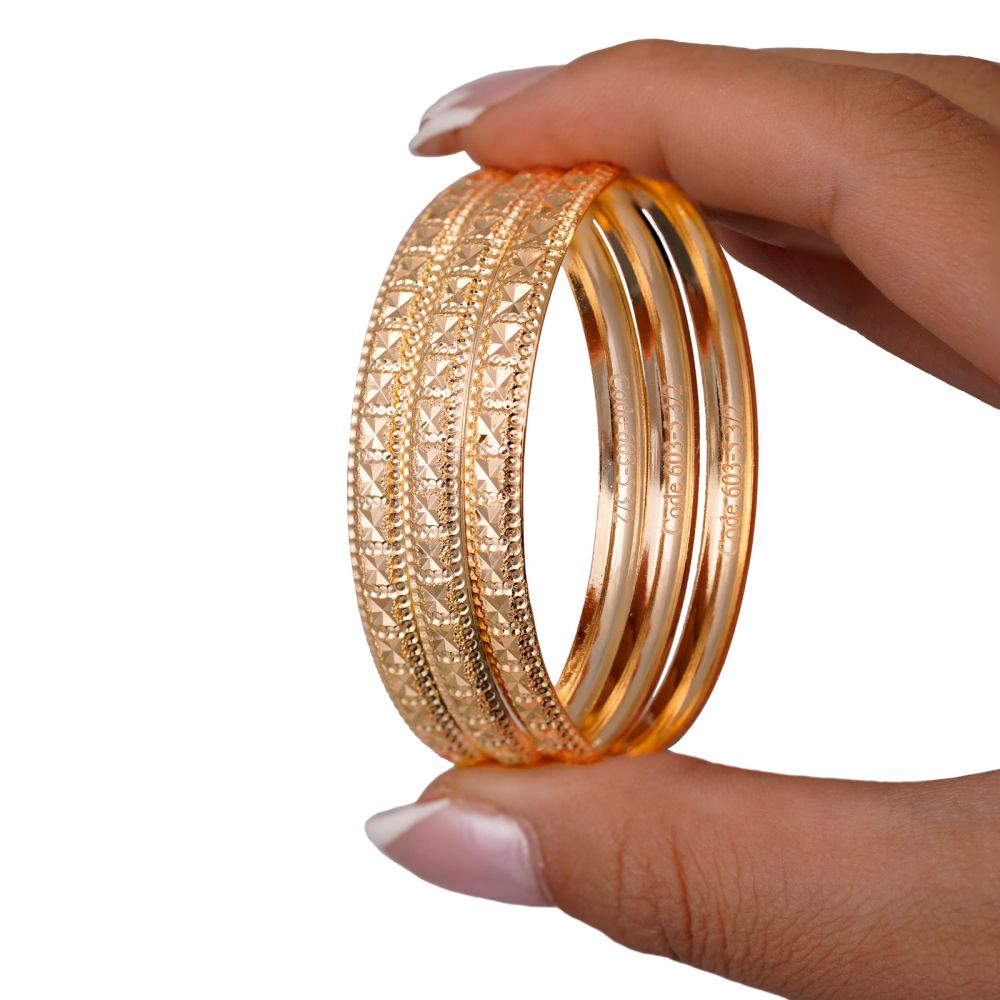 تصویر النگو 6 میل بچگانه طلایی ضمانتی کد 603 (بسته3عددی)