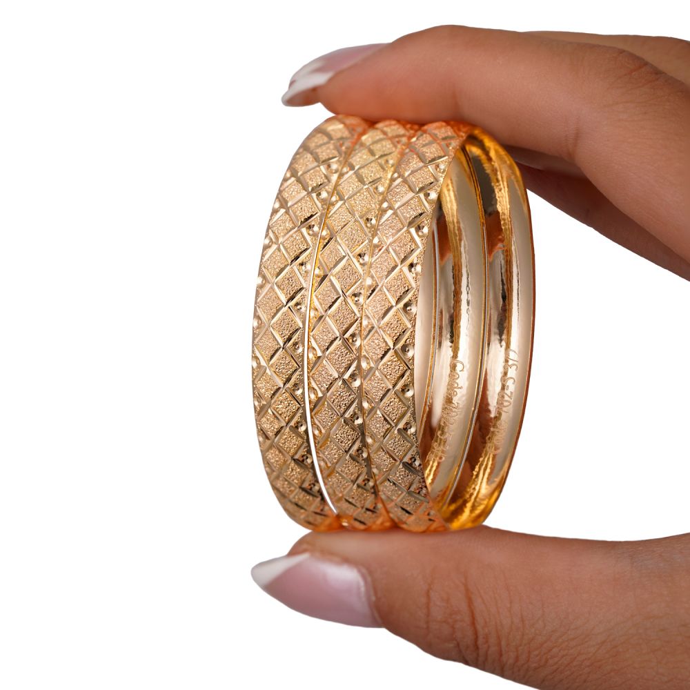 تصویر النگو 7 میل بچگانه طلایی ضمانتی کد 702(بسته3عددی)	