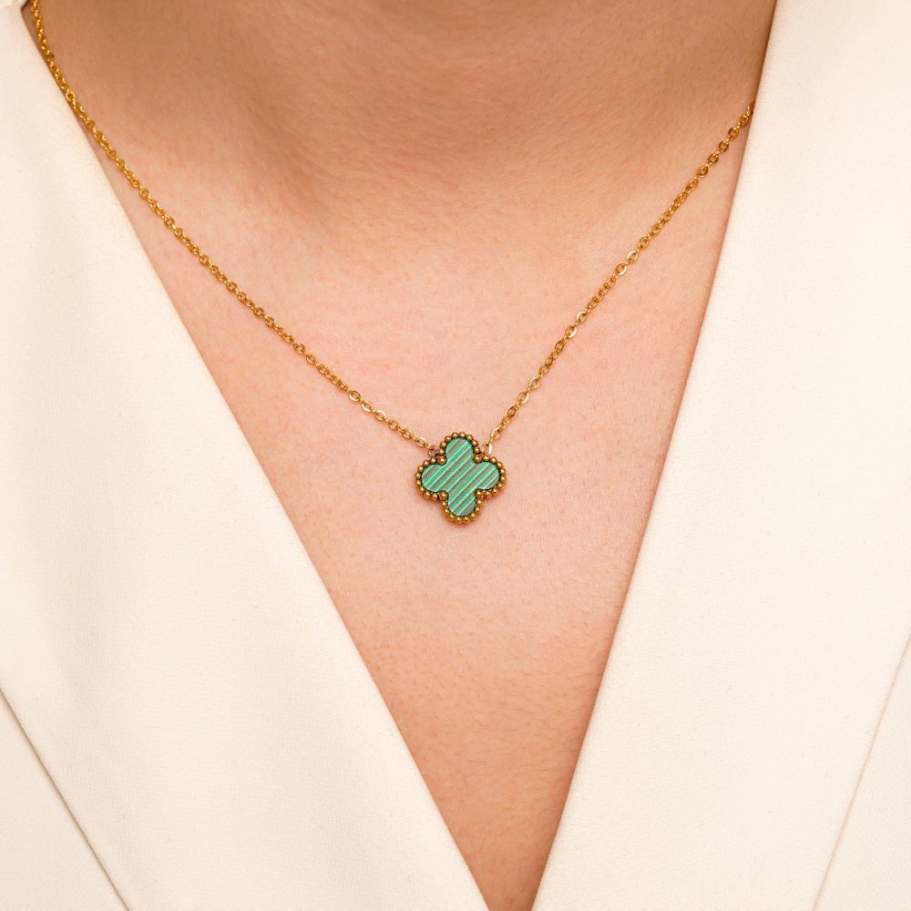 تصویر دستبند استیل 304 (Van cleef) ون کلیف قرمز 13میل طلایی( 2رنگ)