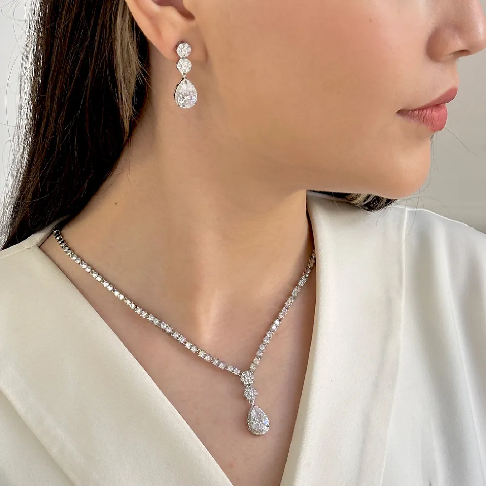 تصویر نیم ست رادیوم جواهری سفید