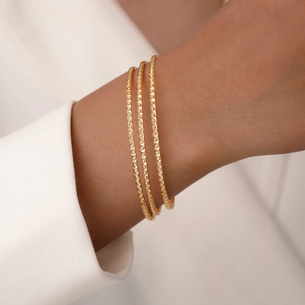 النگو 2 میل زنانه سایز 2 طلایی ضمانتی ( بسته 3 عددی)