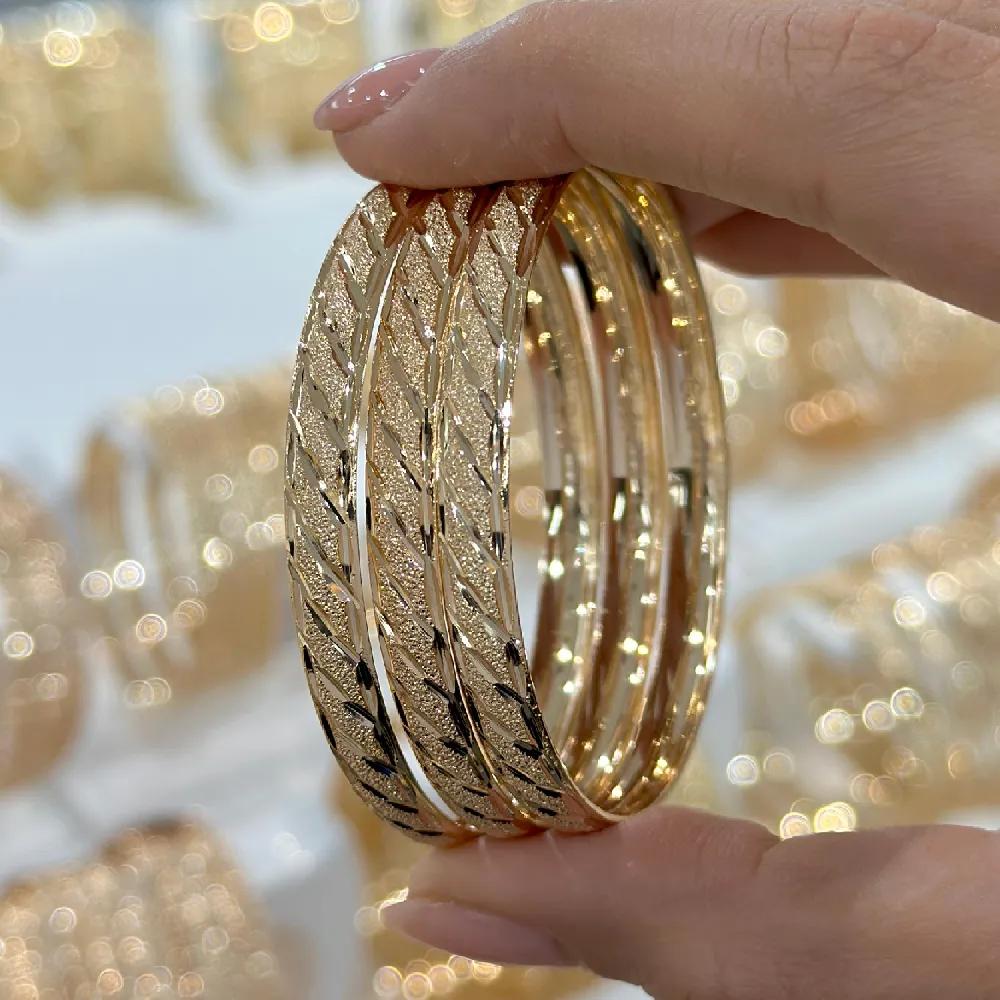 تصویر النگو 7 میل زنانه طلایی ضمانتی کد 719( پک سه عددی)