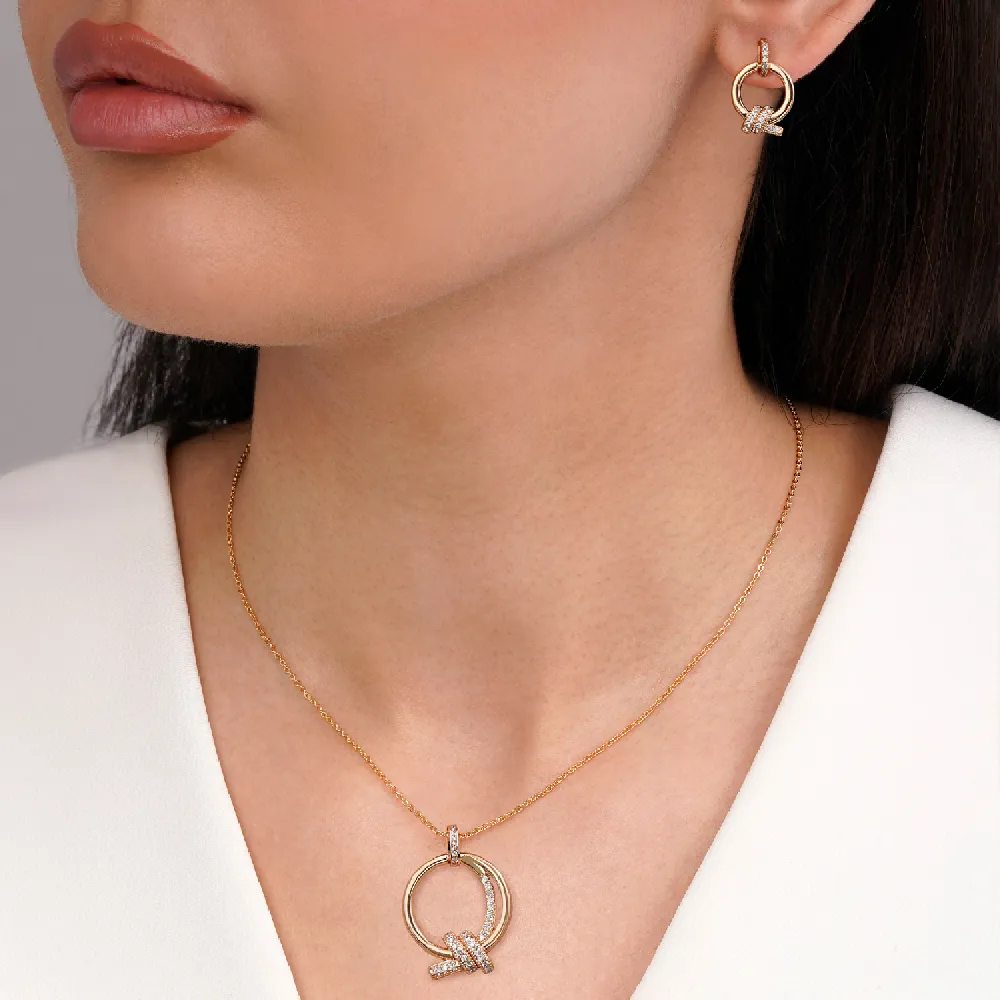 نیم ست نگین دار گره تیفانی طلایی ysx