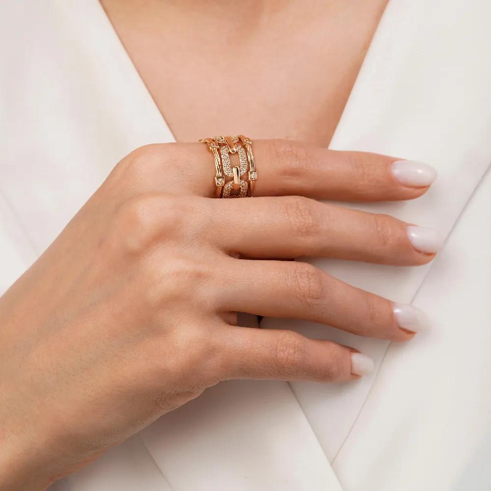 انگشتر شوپینگ نگین دار طلایی سایز ٨