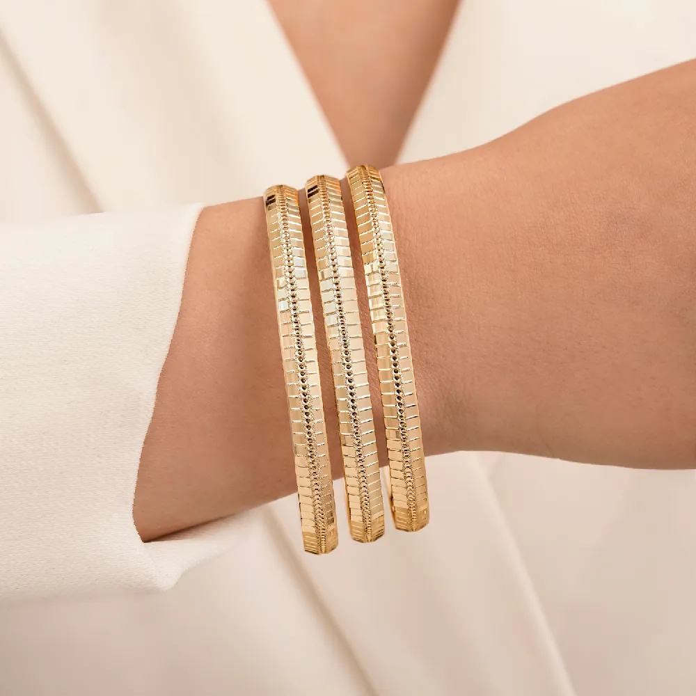 تصویر النگو 6 میل زنانه طلایی ضمانتی کد 604 ( پک سه عددی)