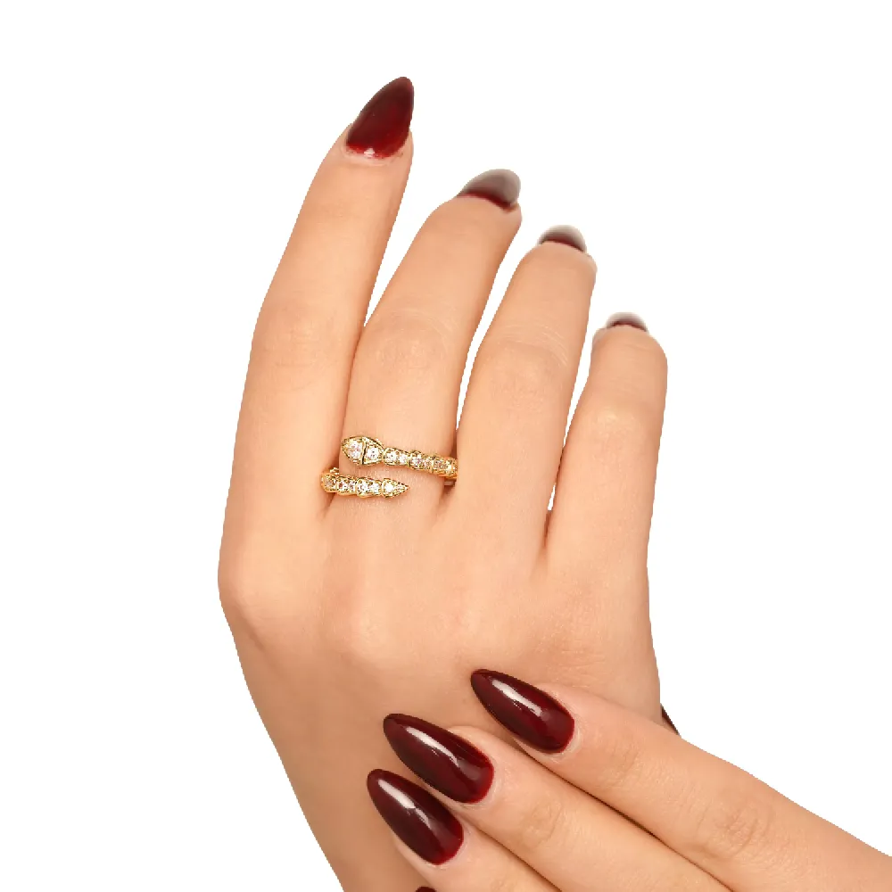 تصویر انگشتر رادیوم نگین دار بولگاری طلایی 