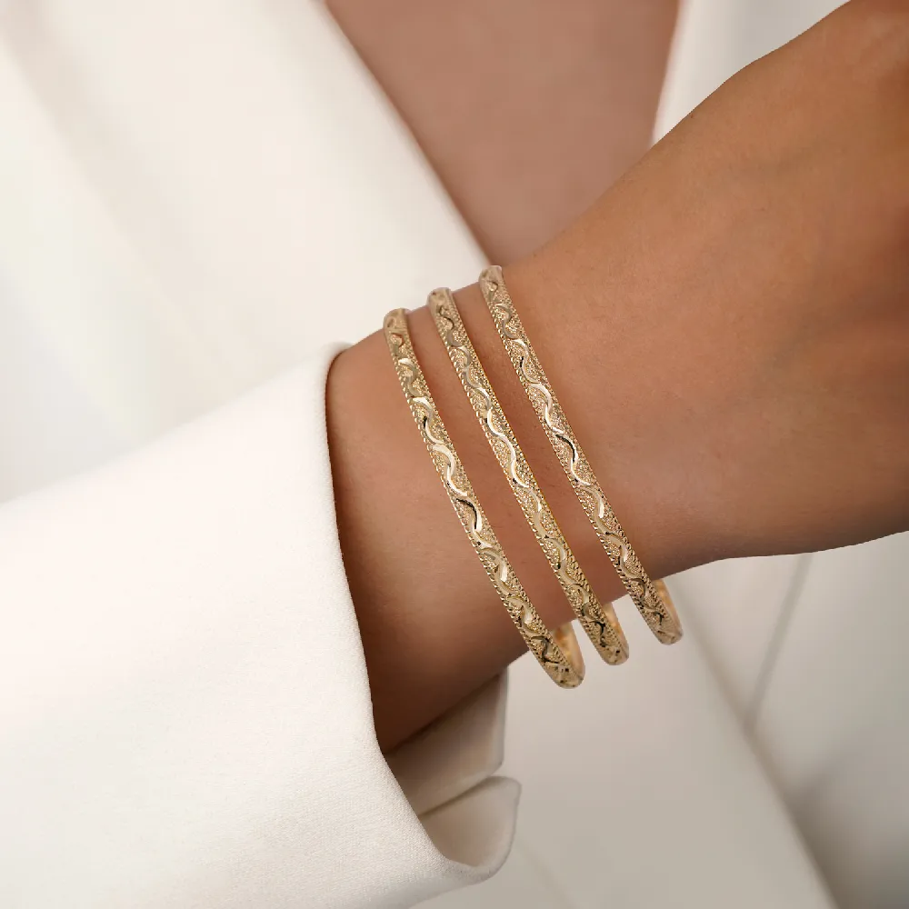 النگو 3 میل زنانه سایز 1 طلایی ضمانتی ( بسته 3 عددی)