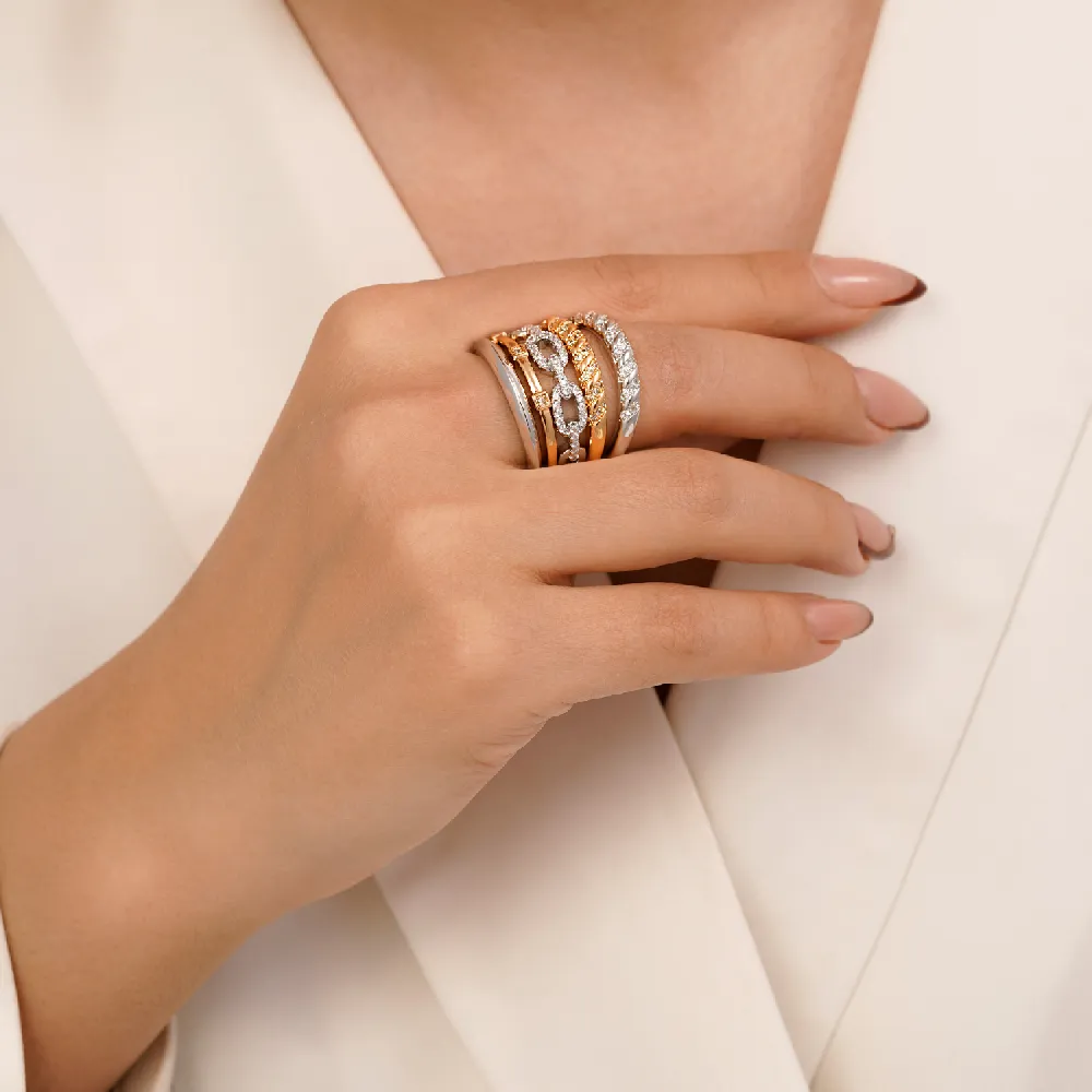 انگشتر  پورتوفینو چندلاین دورنگ نگین دار زنانه ysx3