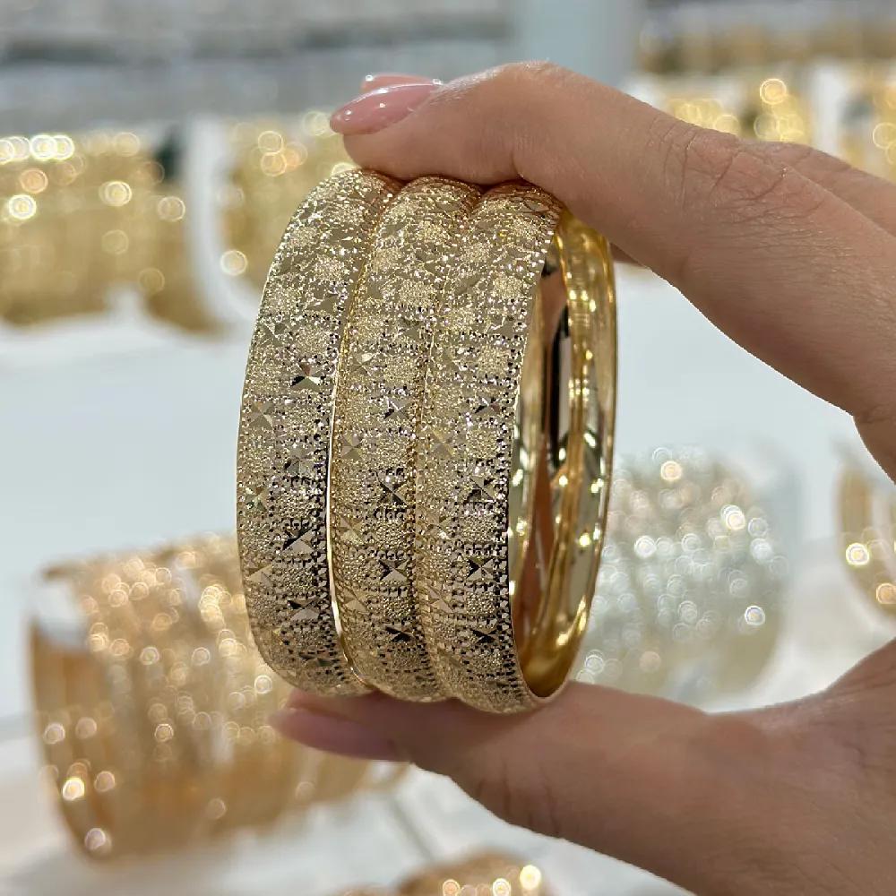 تصویر النگو 1 سانت زنانه طلایی ضمانتی (کد 1014) پک 3 عددی