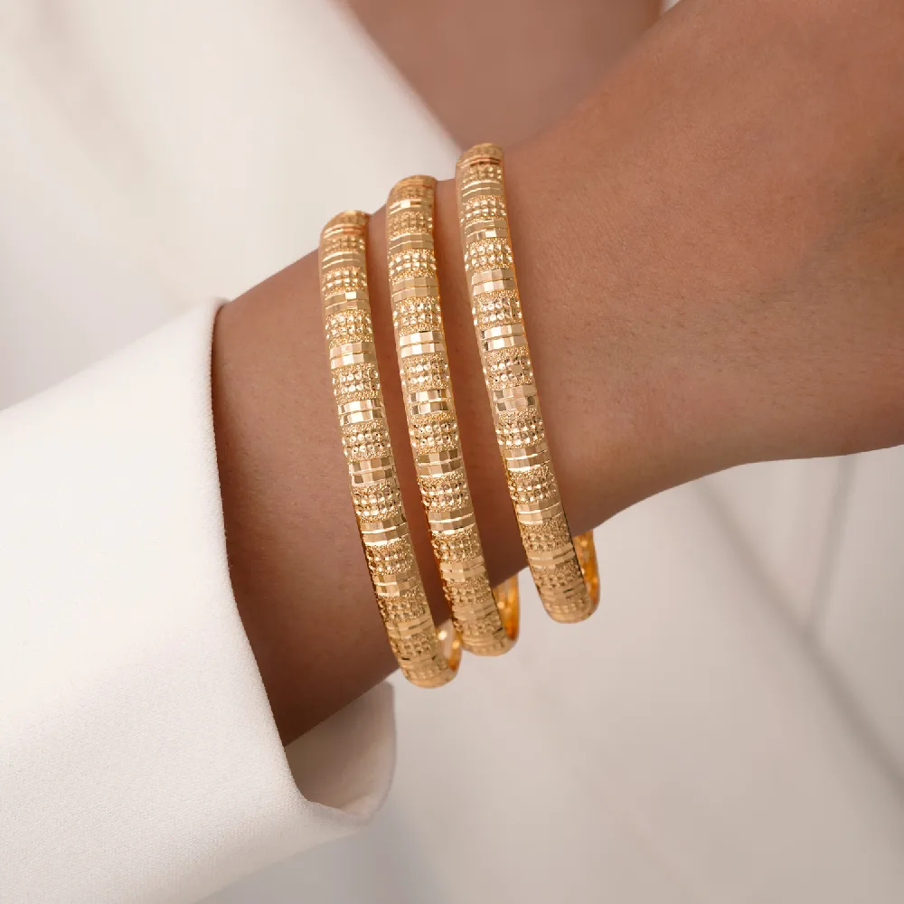 تصویر النگو 7 میل زنانه طلایی ضمانتی کد 712 ( پک سه عددی)