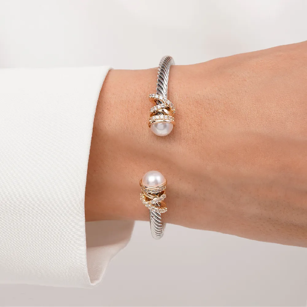 دستبند النگویی دیوید یورمن دورنگ زنانه ysx (فری سایز)