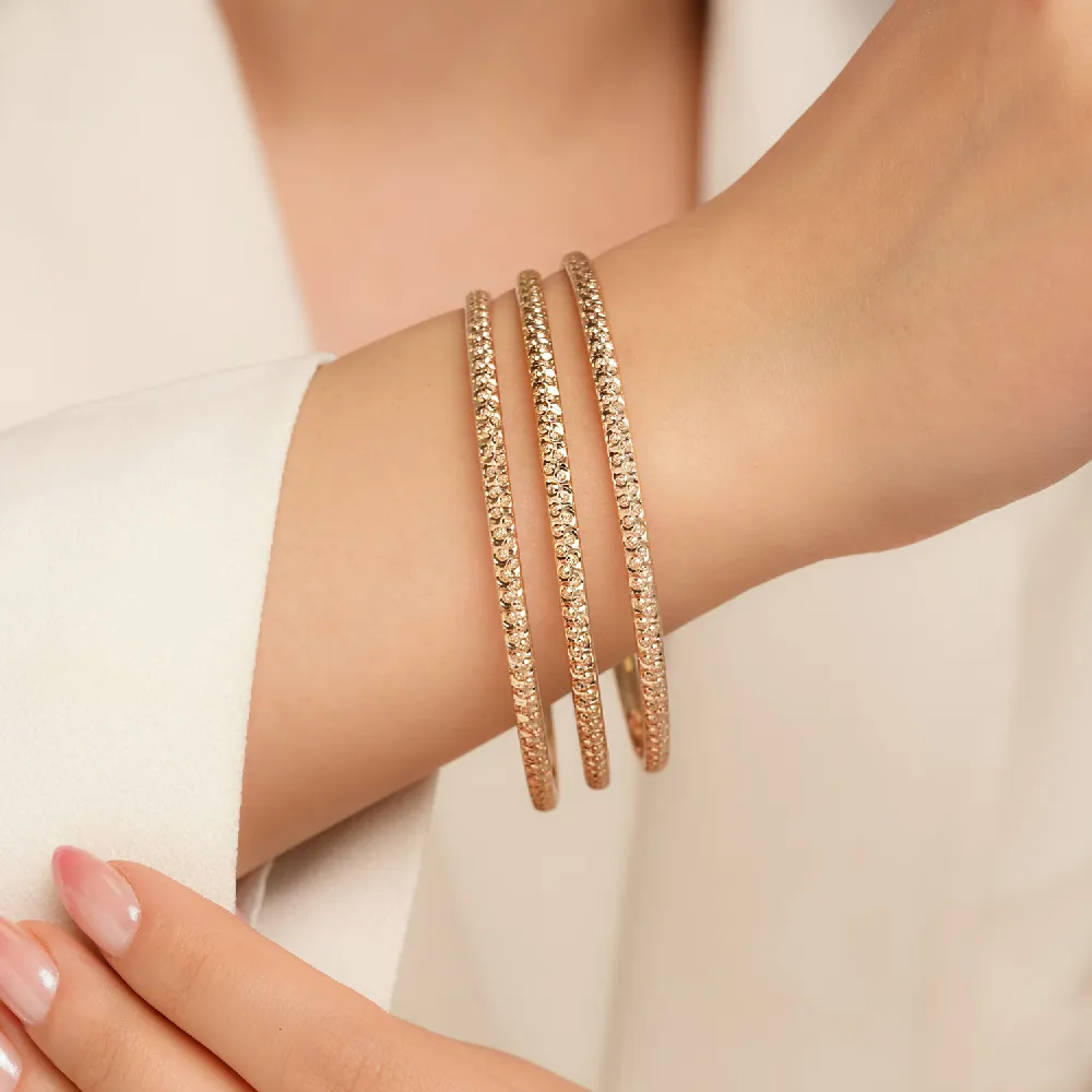 تصویر النگو 3 میل زنانه طلایی ضمانتی کد 302 ( پک سه عددی)