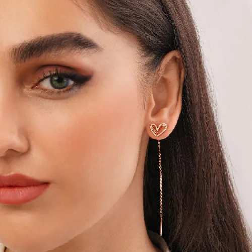گوشواره شوپینگ میخی نگین دار طلایی