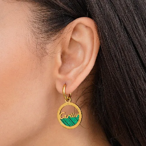 گوشواره استیل 304 کارتیر سبز طلایی