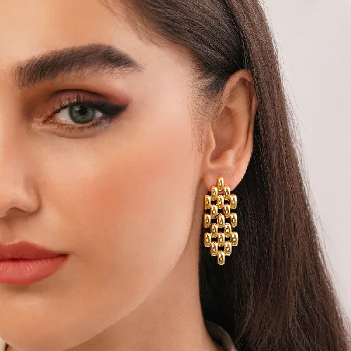 گوشواره استیل 316 میخی طلایی