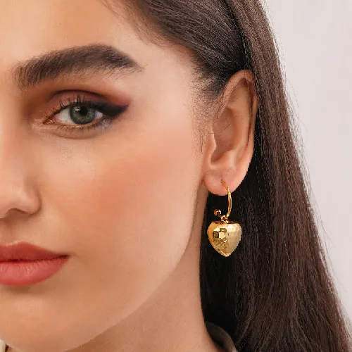 گوشواره استیل 316 میخی آویزدار طلایی