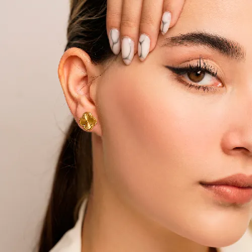 گوشواره استیل 304 (Van cleef) ونکلیف 15 میل طلایی