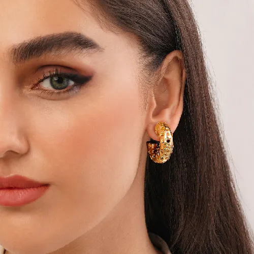 گوشواره رادیوم حلقه ای طلایی