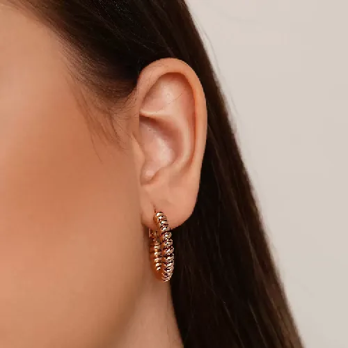 گوشواره حلقه ای بدون نگین طلایی شوپینگ 