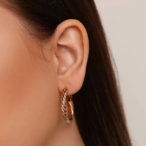 گوشواره  حلقه ای بدون نگین طلایی شوپینگ 