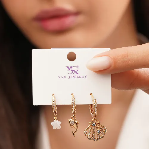 گوشواره Ysx سه عددی طلایی