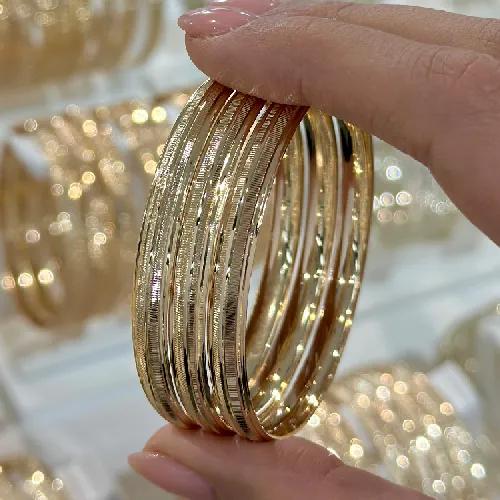 النگو 6 میل زنانه سایز 2 طلایی ضمانتی ( بسته 3 عددی)