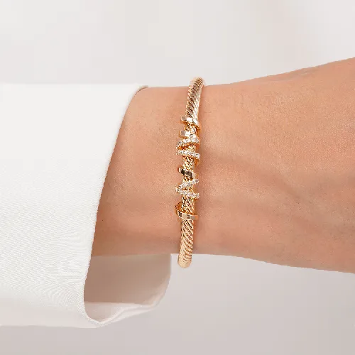 دستبند النگویی دیوید یورمن نگین دار طلایی زنانه ysx