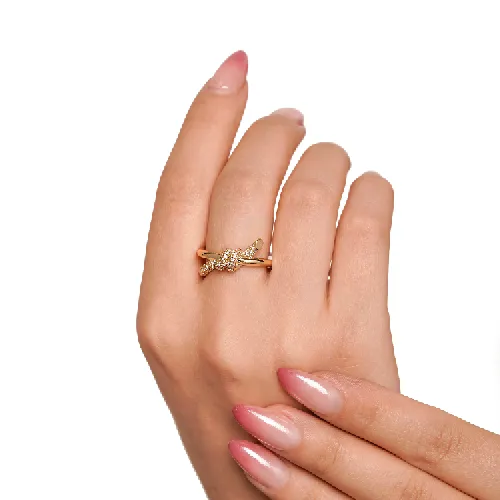 انگشتر تیفانی طلایی نگین دار زنانه رادیوم 