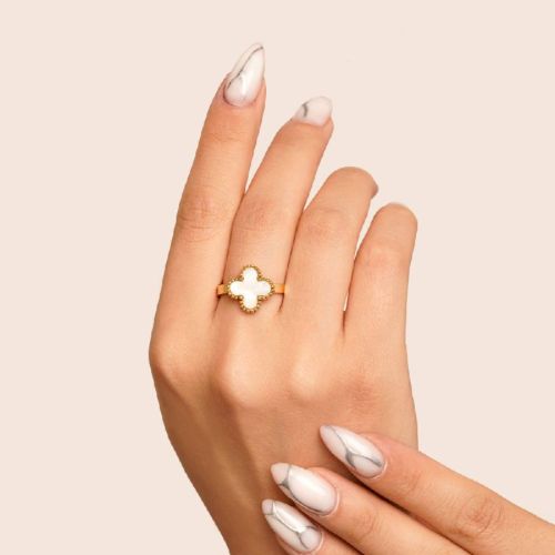 انگشتر استیل 304 (Van cleef) ون کلیف 13 میل طلایی