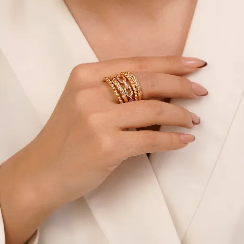 انگشتر YSX پورتوفینو چندلاین طلایی