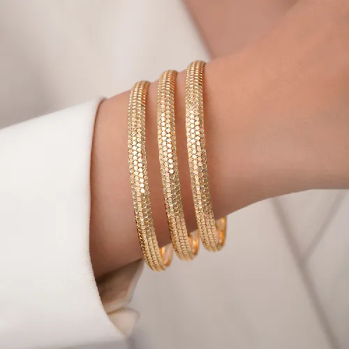 النگو 6 میل زنانه سایز 2 طلایی ضمانتی ( بسته 3 عددی)