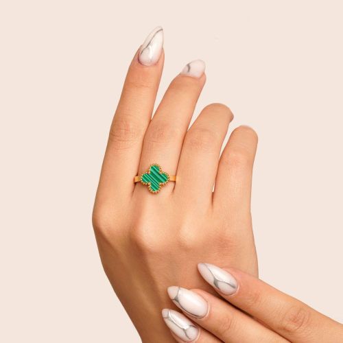 انگشتر استیل 304 (Van cleef) ون کلیف 13 میل طلایی 