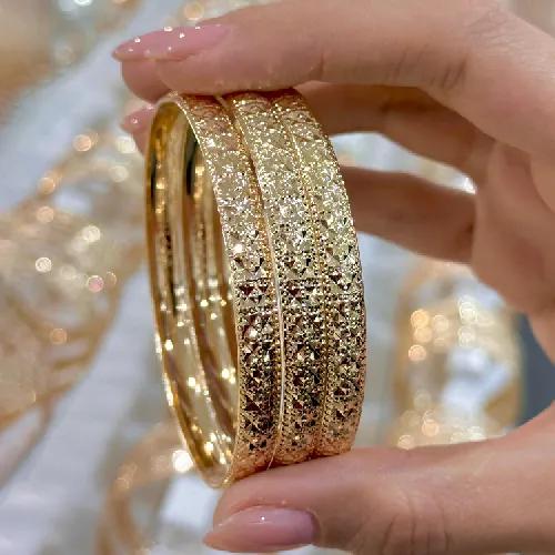 النگو 7 میل زنانه سایز 4 طلایی ضمانتی ( بسته 3 عددی)