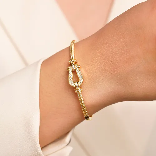 دستبند النگویی TRENDY فرد نگین دار سفید