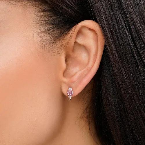 گوشواره شوپینگ حلقه ای سفید نگین دار