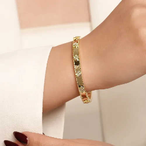 دستبند النگویی رادیوم نگین دار ونکلیف طلایی