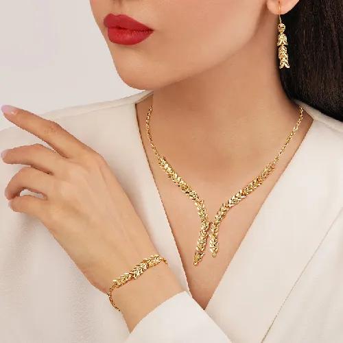 سرویس برنجی تراشدار طرح برگ طلایی