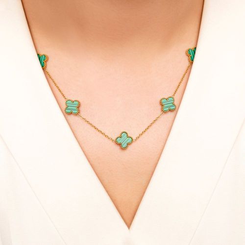 گردنبند استیل 304 (Van cleef) ون کلیف 13 میل  طلایی