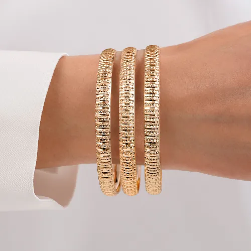 النگو 7 میل زنانه سایز 2 طلایی ضمانتی ( بسته 3 عددی)