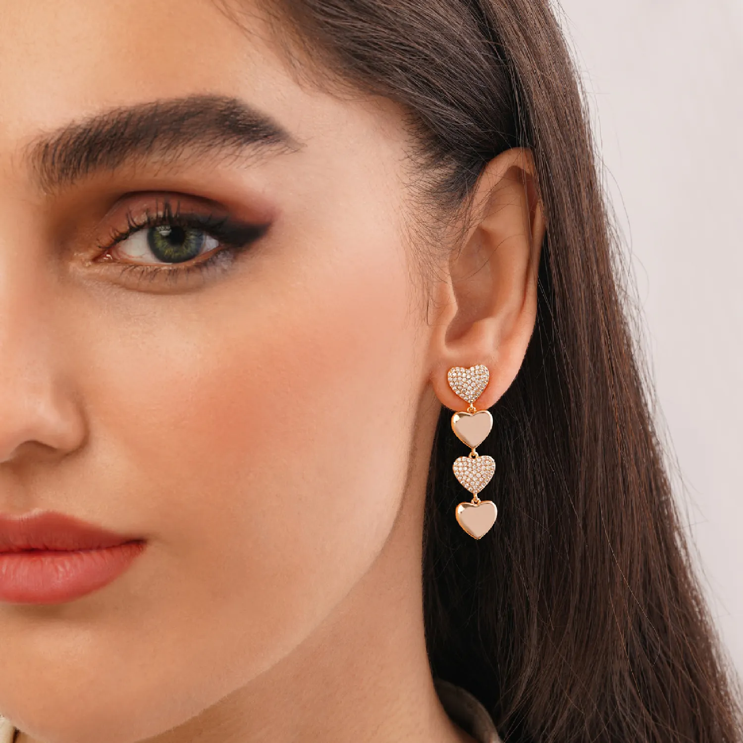 گوشواره شوپینگ نگین دار طلایی