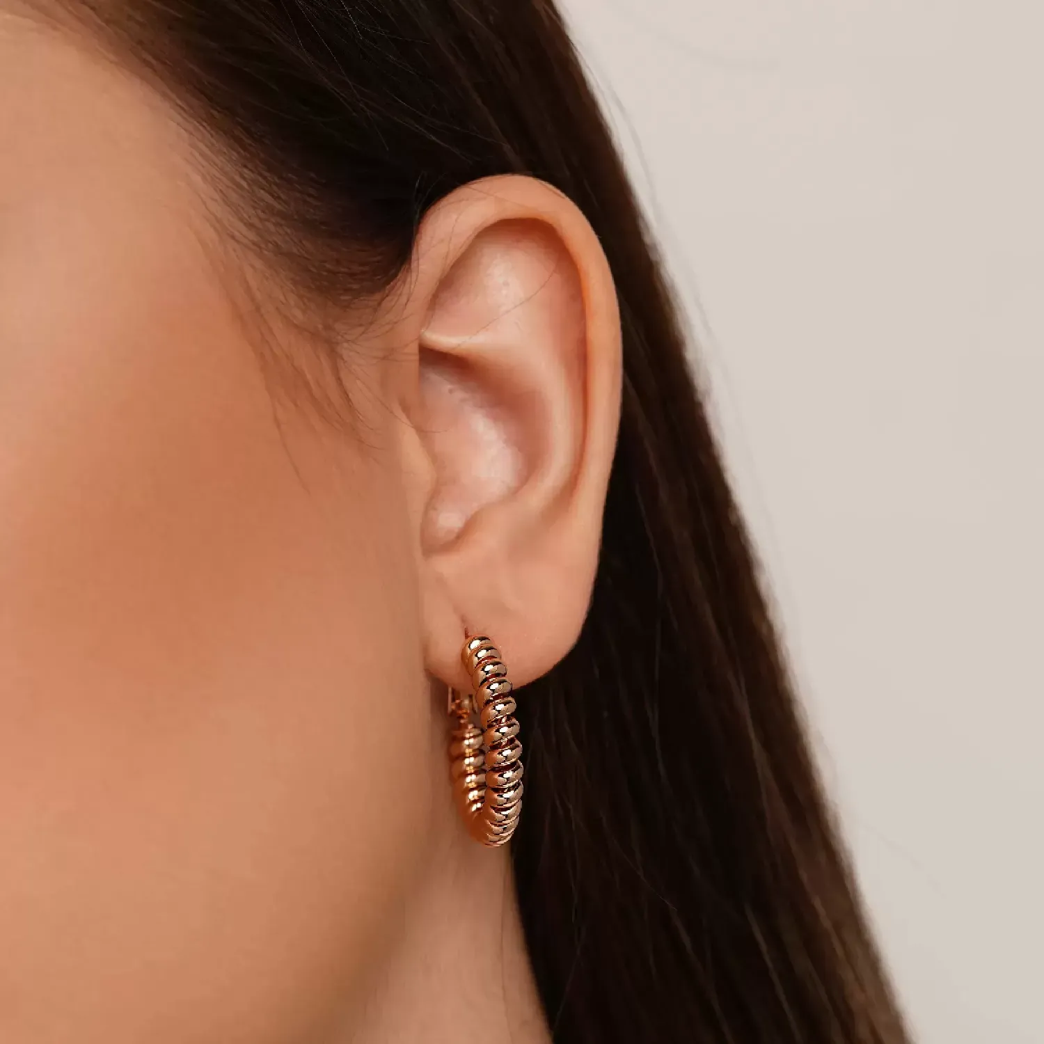 گوشواره حلقه ای بدون نگین طلایی شوپینگ 