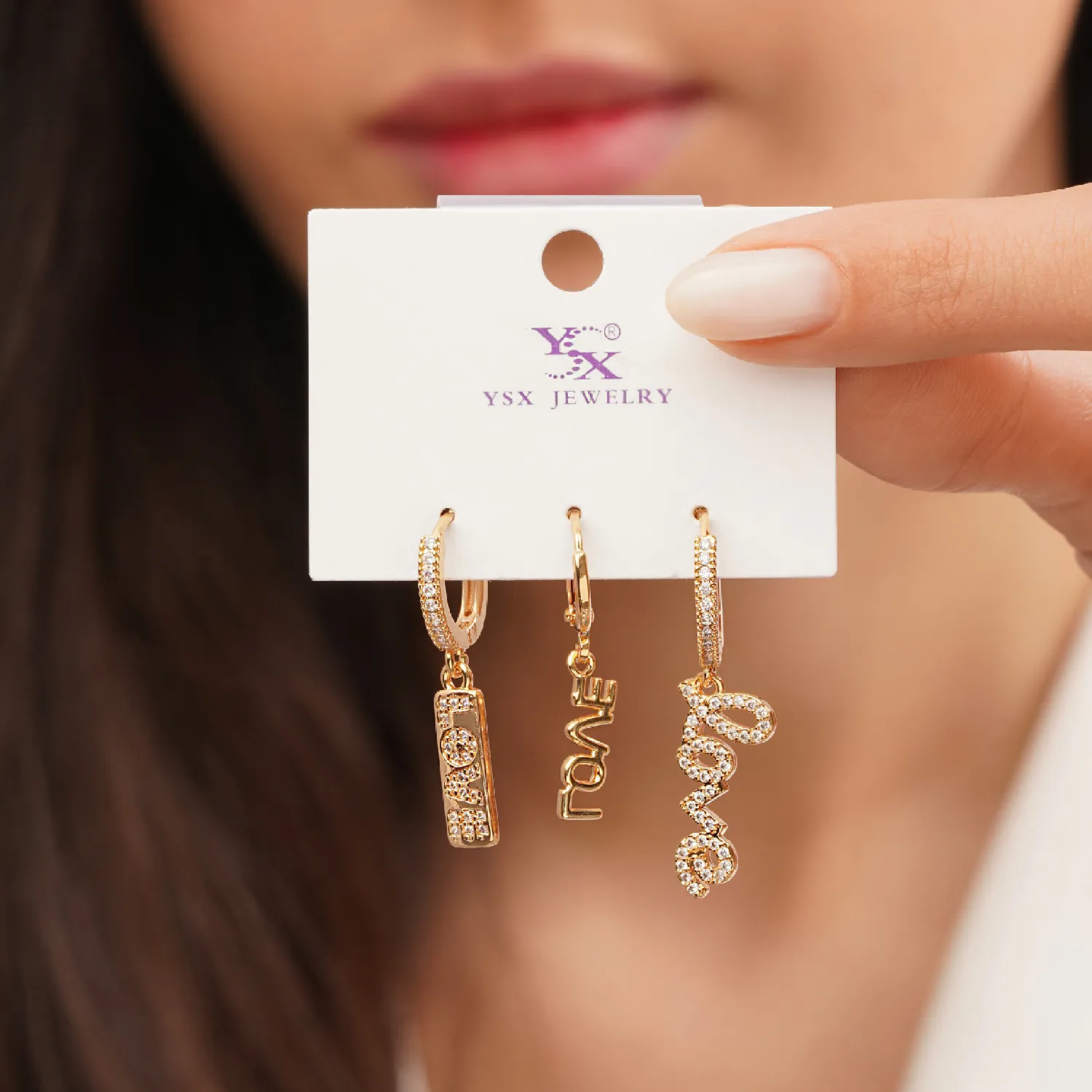 گوشواره Ysx سه عددی طلایی