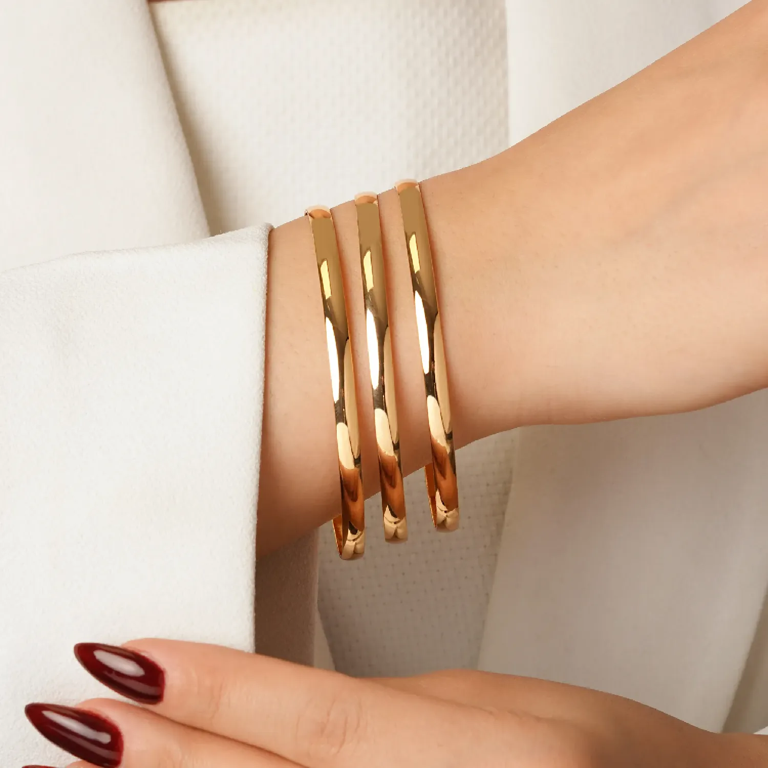 النگو ysx آیینه ای 4 میل سایز سه طلایی (بسته 3 عددی)