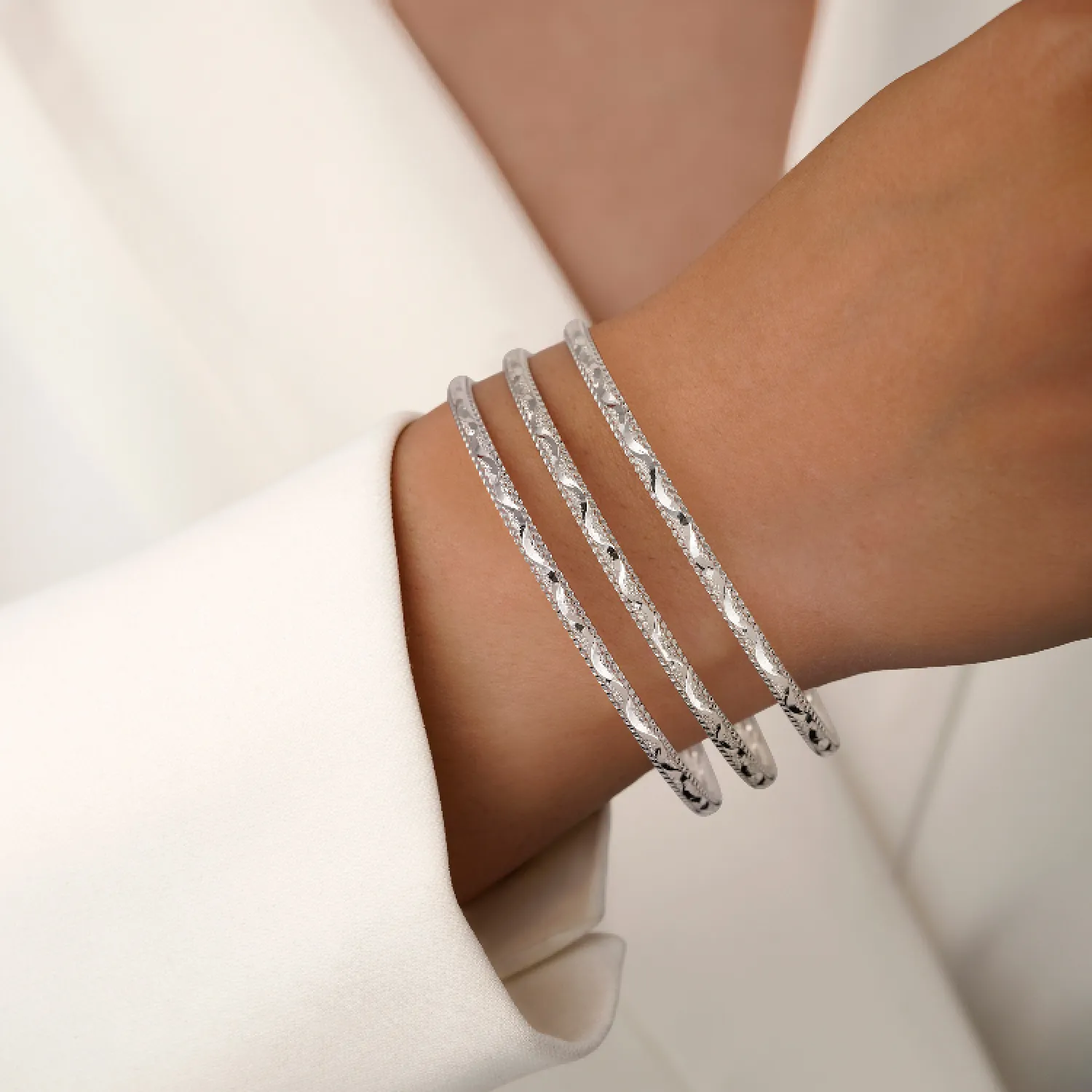 النگو 3 میل زنانه سایز  4 سفید ضمانتی ( بسته 3 عددی)