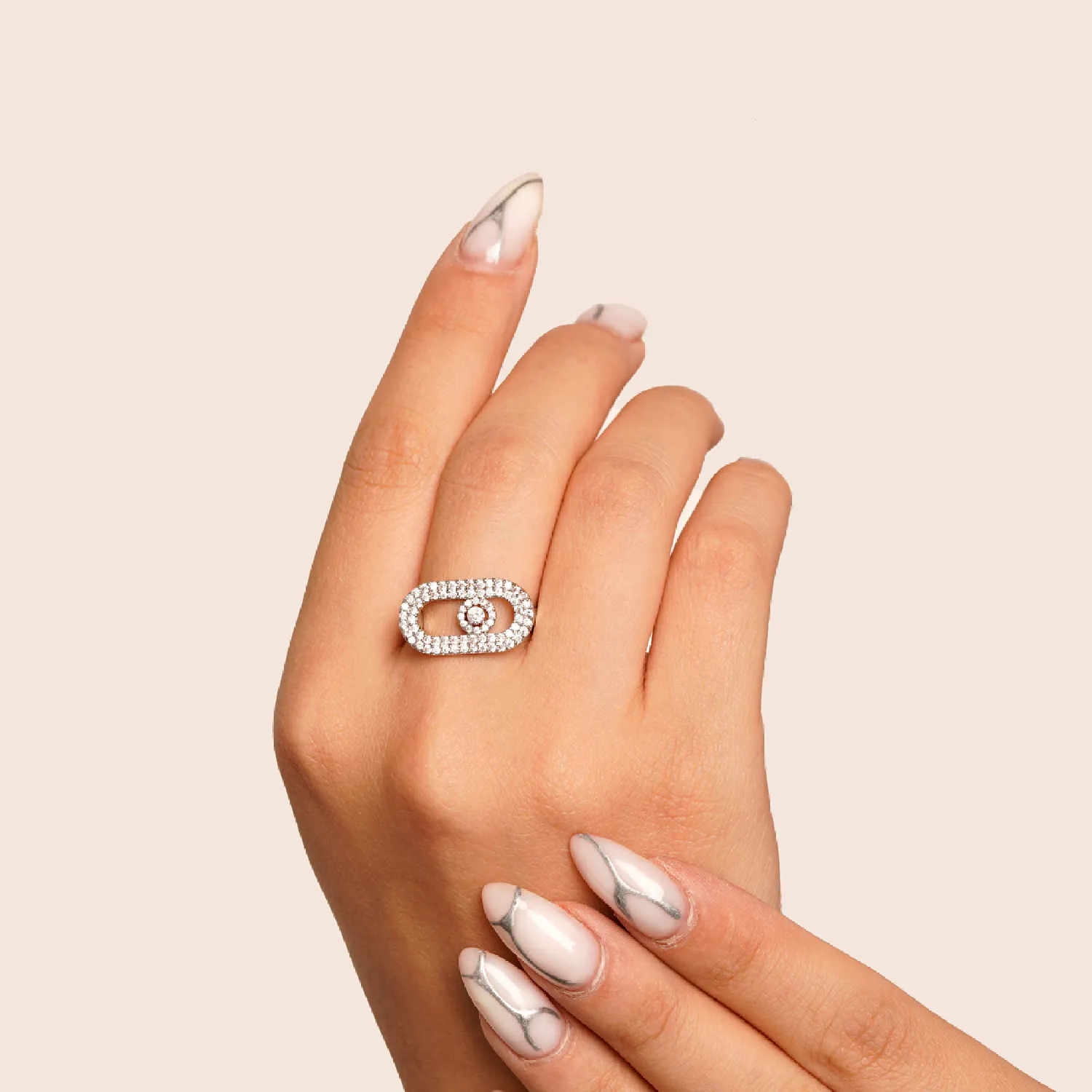 انگشتر رادیوم نگین دار مسیکا سفید