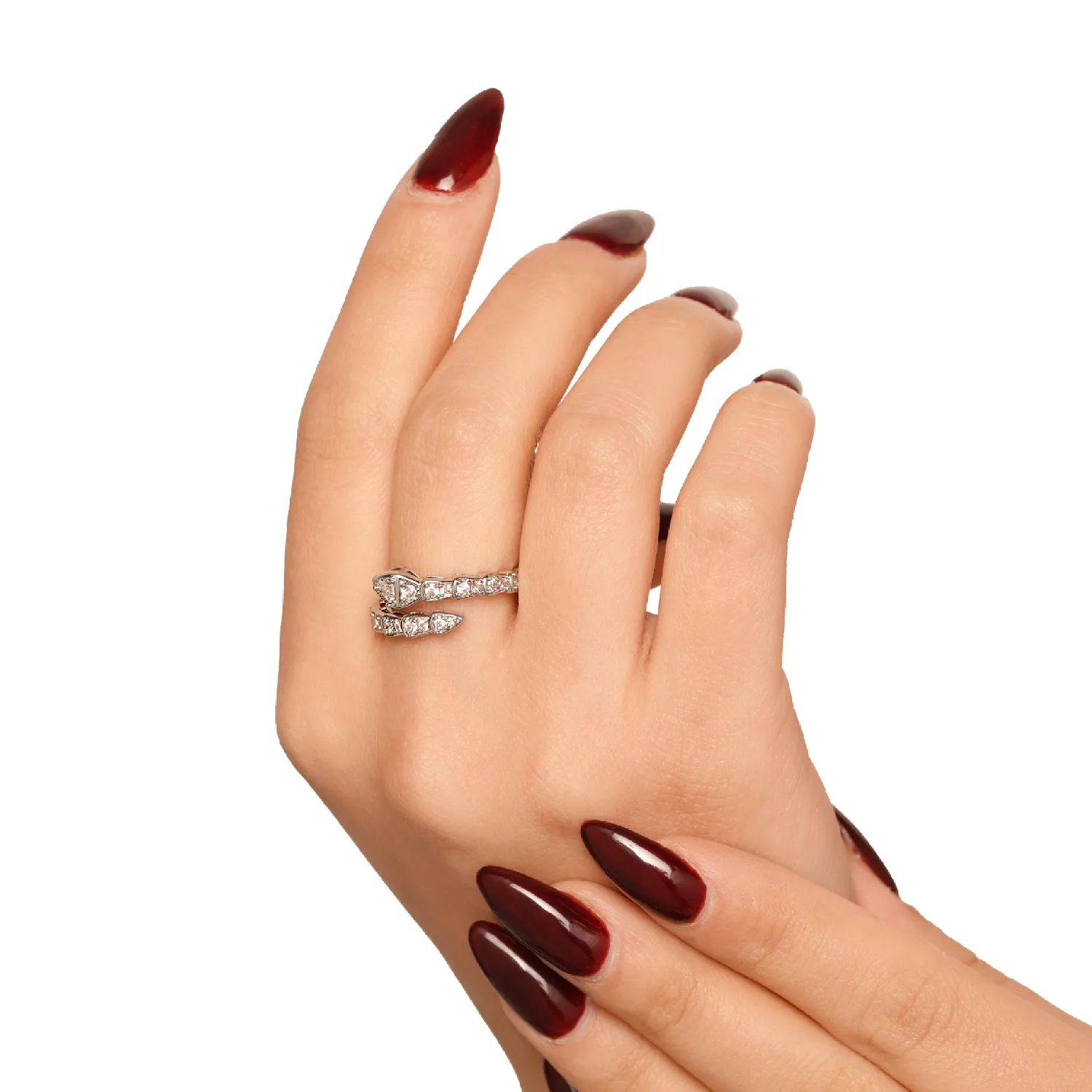 انگشتر مار بولگاری نقره ای نگین دار زنانه رادیوم (فری سایز)